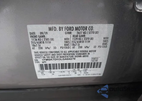 2020 Ford Explorer Xlt from USA, damaged, VIN 1FMSK7DH3LGA84270